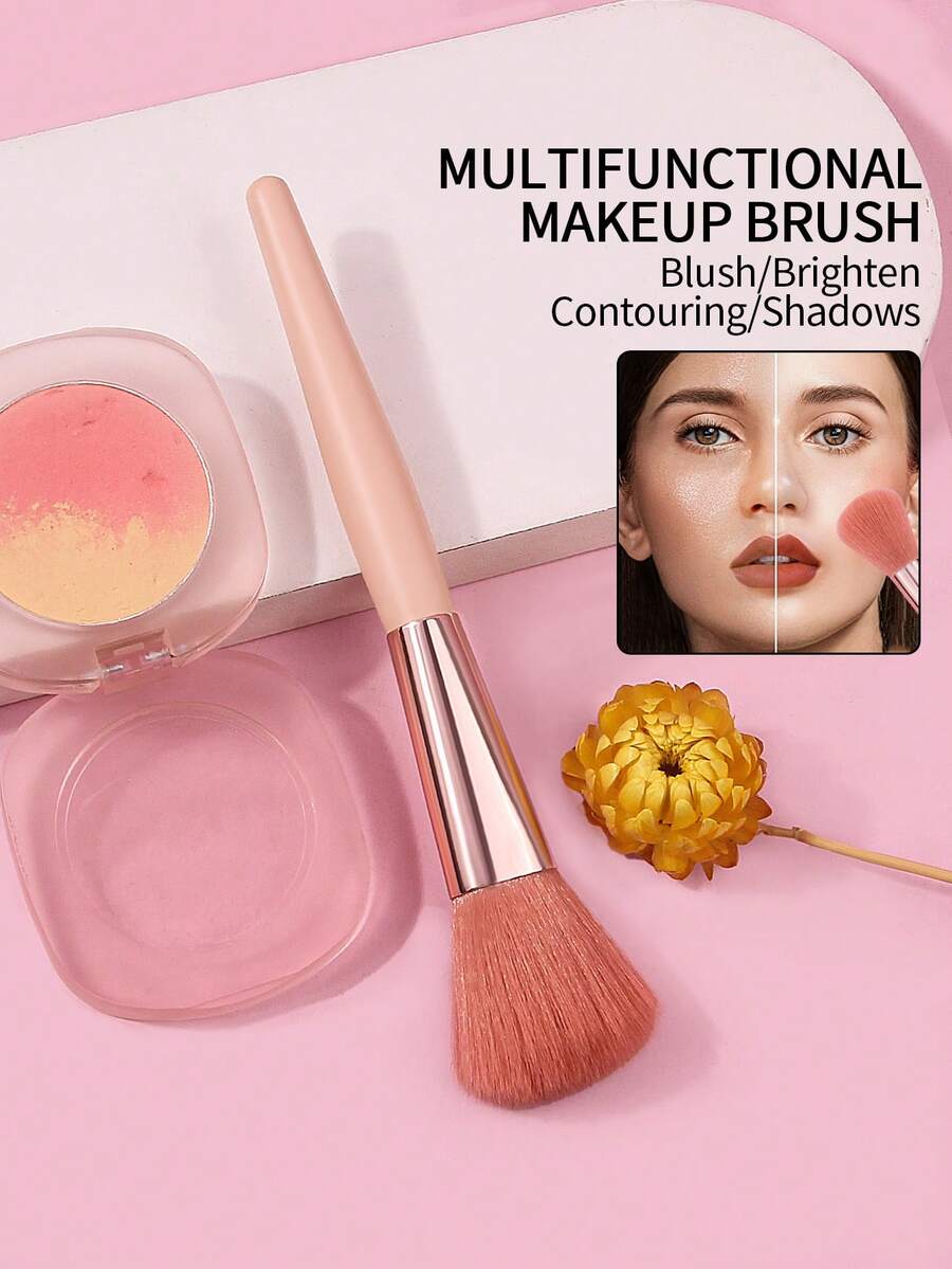 1pc Manual Soft Hair Blush Brush Powder Brush Brightening Highlight Brush Beginners Multi-Functional Portable Makeup Tool