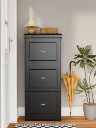 Explosive Three-Tier Modern Minimalist Shoe Cabinet Entryway Essential Easy To Install Modern Minimalist Shoe Rack Large Capacity Black And White Dual-Color Optional