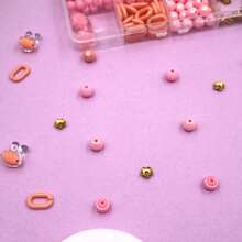 1 Set 12 Grid Fashionable Sweet Pink Letter Pattern Matching Beaded Jewelry DIY Kits, Suitable For Necklace Making & Casual Daily Wear, Handmade Craft
