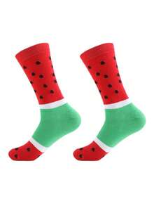 4 Pairs Kids/Teens Fruit & Ice Cream Design Long Tube Socks, Funny Personalized Soft & Comfortable Children Socks Suitable For Daily, Holiday Wear, All Season - Multicolor - View 2
