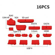 16pcs Type C Port Dust Plug, Multi-Color, Silicone Universal Computer Accessories