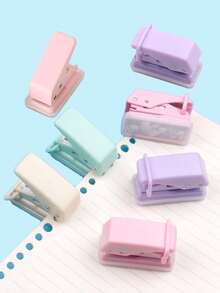 1pc Mini Single Hole Punch, Portable Hand-Held Loose Leaf Paper DIY Puncher, Small Compact Office Punch - Multicolor - View 4