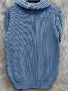 Women's Cold Weather Blouse Turtleneck Knitted Sweater - Biru - View 6