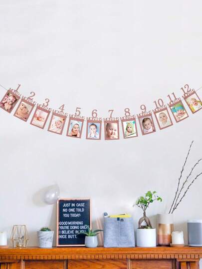 Banner para fotografías de primer cumpleaños del bebé, registrode crecimiento con brillo color oro rosa de 1 a 12 meses, prop para fotografía de hitos mensuales, guirnalda, suministros de decoración para celebración del primer cumpleaños, regreso a la escuela, Día de San Valentín