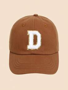 1pc Solid Caramel Color Letter Decor Baseball Cap, For Girls Ages 1-5 Years Old, Suitable For Spring/Summer Everyday Casual Wear - Caramel - View 28