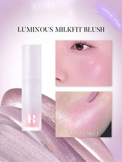 HOLIKA HOLIKA Rozświetlający róż do policzków Milkfit 05 Taro Milk, poprawiający nastrój świąteczny, delikatny, mleczny rumieniec, lekki i łatwy do roztarcia, soczysty brzoskwiniowy blask, młodzieńczy efekt rozmycia, filtr Tipsy, perłowa luminescencja, trwałość do 12 godzin, odporny na pot, odpowiedni dla początkujących, koreański makijaż, 4 ml/0,13 uncji płynu