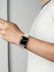 Pulseira transparente de liberação rápida para AppleWatch, compatível com 38 mm, 40 mm, 41 mm, 42 mm, 44 mm, 45 mm, 49 mm, S10, 42/46 mm, unissex, casual, ajustável, de substituição, compatível com Ultra/SE/8/7/6/5/4/3/2/1, pulseira esportiva, respirável, à prova d'água, para uso diário, festas, feriados, verão, volta às aulas, presente perfeito para mãe, pai, amante, estudante