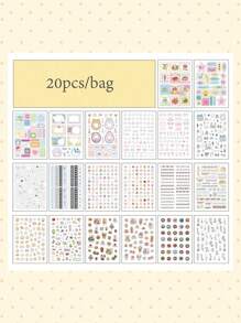 1 Book Of Cartoon Pattern, Die-Cut Shape Colored Time Sequence Sticker Book, Cute Mini Patterns, Diversified Fantasy Designs, Multifunctional Creative Decorative Accessories Suitable For Scrapbook, Diary And Aesthetic Office Supply Decoration,School Supplies,Back To School