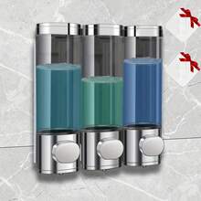 1 pieza Dispensador de champú a prueba de fugas con 3 compartimientos, diseño de montaje en pared para la ducha, con dispensador de acondicionador sin necesidad de taladrar, adecuado para baño, cocina y hotel