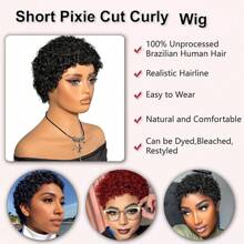 Short Curly Human Hair Wigs For Women Pixie Cut Wigs Wave Wig Brazilian Real Human Hair Wigs Glueless Full Machine Made Wigs