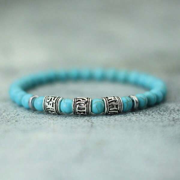 diffone Vintage Men Bracelet Beaded Om Mani Padme Hum Mantra Bracelet Viking Jewelry Accessories Natural Lava Tiger Eyes Stone Bracelet