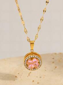 1 Piece Of Light Luxury Elegant Stainless Steel Rotatable Multi-Color Flower Pendant Necklace Elegant And Fashionable Representative Jewelry Suitable For Daily/Banquet/Party Wear Holiday For Girlfriend For Girlfriends