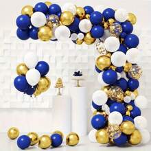 30pcs Navy Blue, White And Gold Glitter Latex Balloons, Suitable For Wedding, Birthday Party, Celebration And Graduation Decoration, Elegant Metallic Feel, Fashionable Balloon Arrangement, Latex Party Balloons, Birthday Decoration