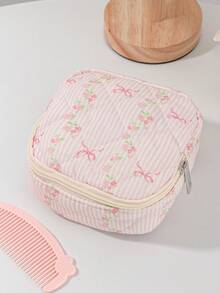 1Pc/Set Floral Pink Makeup Bag For Girls Makeup Bag Set Cosmetic Organizer Multi-Functional Storage Bag Clutch With Zipper Closure For Skin Care,Cosmetics,Lip Oil,Sunscreen Cream,Hand Cream,Headset,Coin,Stationery,Small Items Cute Makeup Bag Makeup Bags Makeup Case Make Up Bag Daily Commute Essentials Travel Essentials Cruise Essentials Dorm Essentials The Gift For Good Friends Birthday Gift Wedding Bridesmaid Gift Mom's Gift Teacher's Gift Back To School Supplies - Pink - View 21