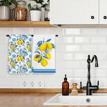 2/4/6/48pcs Sweetheart Lemon Kitchen Towels - Super Absorbent Microfiber, Odorless, Knitted Fabric, Vibrant Yellow & Blue Design, Ideal For Teens, Perfect For Kitchen & Bathroom Use Ideal For Dining Tables, Restaurants, Birthday & Party Decorations, Home Decoration Table Decoration,Party Decoration,Wedding Decoration,Dining Room Kitchen Decoration,Room Decoration,Home Decoration - Multicolor - View 7