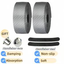 1 Pair Carbon Fiber Pattern Road Bike Handlebar Tape, Non-Slip Sweat-Absorbent Shock-Absorbing Wrap, Bicycle Riding Equipment Handle Bar Bind For Mountain Bike, Anti-Shock Wrap