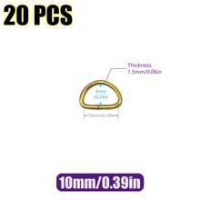 20 pièces/paquet Boucle de connexion en métal D Ring pour ceinture, sangle de sac à main, accessoire de sac, chaussure, DIY, couture. Tailles : 10/12/15/20/25/32/38 mm