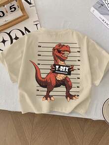 Young Boy YongBoy Casual Cartoon Dinosaur Height Print Crew Neck T-Shirt, Summer