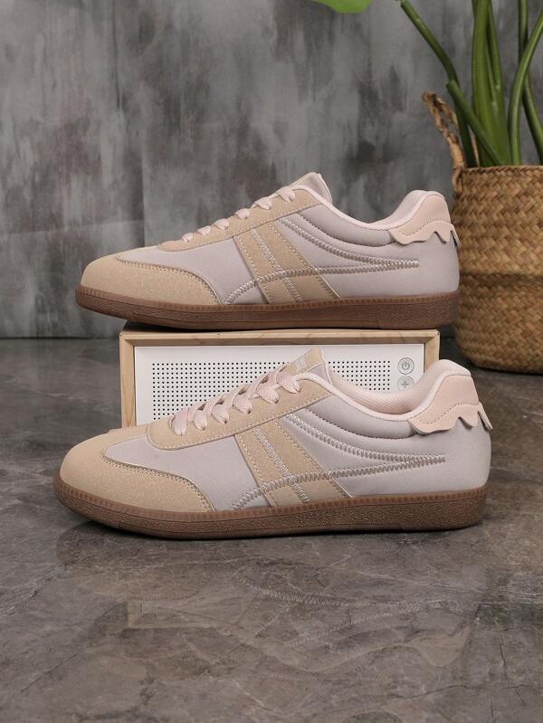 New Summer Breathable Lightweight Women Sport Shoes Jelly Shoes Vintage Casual Campus Style Student Shoes, Flat Non-Slip Lace-Up Round Toe Rubber Sole Leisure Sport Shoes, Apricot, Khaki, Suitable For 4th Of July
