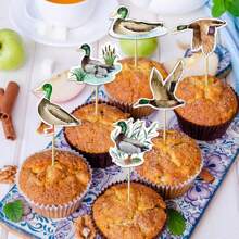 12/24 PEÇAS Toppers de Cupcake de Caça a Patos, Decoração de Festa de Aniversário de Pato, Decorações de Chá de Bebê com Tema Pato, Suprimentos para Festa, Decorações de Bolo com Tema de Pato para Festa de Aniversário, Suprimentos de Festa de Aniversário