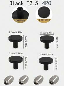 4pcs/1pc Aluminum Alloy Round Single Hole Pull Handle Screws, Free Golden Cabinet Drawer Wardrobe Door Knobs, Simple Black Furniture Hardware Pulls