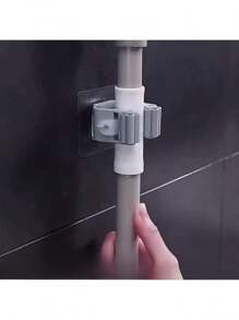 2/4/6pcs Mop Hanger Rack With Hooks, Bathroom Mop Holder, Plastic Broom Hanger Organizer For Bedroom, Garden, Bathroom, Home, Dorm, Space-Saving Storage Rack