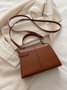 春夏新款女包，复古时尚锁扣腰带，翻盖开口，长肩带可调节，小容量迷你轻便简约斜挎包 - 棕色 - 查看 5
