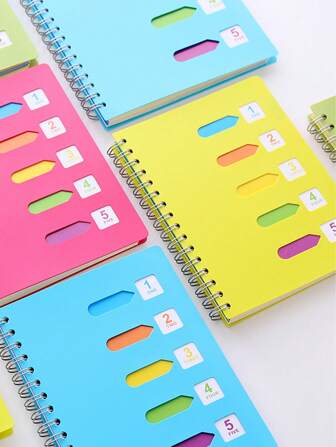 One Thick A5/B5 Grid Notebook, 120 Sheets/240 Pages, Color Spiral Binding, Including 5 Pages Of Color Pagination, PP Cover Minimalist Style College Student Minimalist Coil Notebook, Essential Key Marking Book For Back To School Season