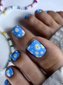 Bộ 96 miếng dán móng chân, họa tiết hoa nhiều màu sắc xanh dương, vàng, tím, đen, bề mặt mờ, có thể tháo rời, bộ trang trí móng chân mùa hè thời trang dành cho phụ nữ và bé gái, thích hợp làm quà tặng Ngày của Mẹ. - Nhiều màu - Xem 2