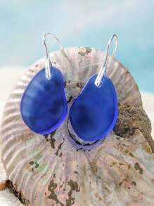 1 Pair Ocean Style Glass Water Drop Earrings, Hawaiian Theme Jewelry Suitable For Women Vacation Casual Wear, Gift