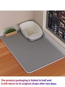 1件随机颜色猫砂垫，猫爪垫，猫砂盆，狗厕所，防散猫砂垫，防拖猫砂盆，双层猫砂捕捉垫 - 彩色 - 查看 5