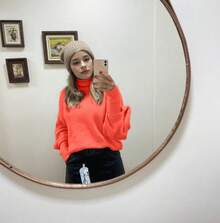 Women's Cold Weather Blouse Turtleneck Knitted Sweater - Orange - View 4
