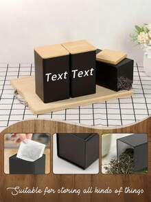 1/3pcs- Coffee, Sugar, And Tea Sealed Storage Cans, Bamboo Lid Tin Boxes, Personalized Iron Lid Tin Square Tea Cans, Kitchen Set Cans, Kitchen Storage Utensils, 3 Pieces Set Combination With Trays - Multicolor - View 5