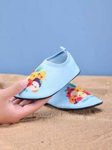 1 Pair Kids Outdoor Sports Casual Fashionable Non-Slip Breathable Cartoon Pattern Boys Girls Beach Shoes, Dinosaur, Unicorn, Training Shoes, Yoga Shoes - Blue - View 4