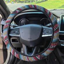 1 pieza Accesorios de protección para el volante del automóvil Estilo bohemio de lino sin anillo interior Funda elástica para el volante Funda elástica para el volante de múltiples colores Todo el año Universal