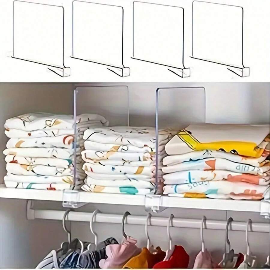 8 Piece Wardrobe Storage Hanger Divider - Ideal For Wooden Shelves, Wallets And Sweater Organizers. - Trong sáng - Xem 1