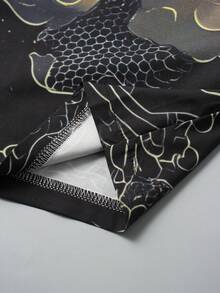 Oversized Street Fashion Beach Kimono Cover Up With Feather Print, Loose Casual Vacation Sun Protection Cover Up, Unisex Summer Fashion Outerwear