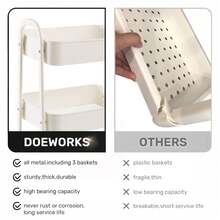 Modular Metal Storage Shelving: Versatile Organization For Large And Compact Spaces - Galvanized Steel, 140 X 70 X 30cm - 100Kg Per Shelf 3-Tier Fruit Basket Or Multipurpose Basket Shelving (Fruit-003 1699 2099 7DAYS) - CARRO-pY-bLANCO - View 5