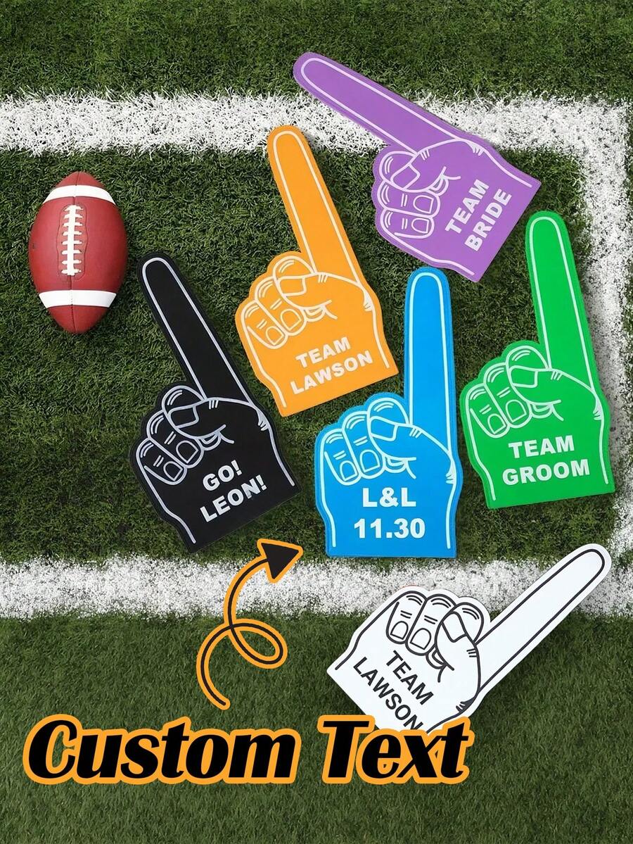 1pc Personalized Custom Text Name Foam Fingers, Giant Game Day Foam Handheld Fan With Custom Printed Message, Game Day/Event/Wedding Custom Foam Fingers. Father's Day Gifts, Mother's Day Gifts. Anniversary Gifts, Valentine's Day Gifts, Birthday Gifts, Wedding Gifts, Best Friend Gifts, Christmas Gifts - Blue - View 1