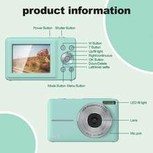 4MP 1080P 数码相机，16 倍变焦，LCD 显示屏和 32GB 存储卡 - 紧凑设计，适合摄影和摄像，适合学生和创意人士，学生摄影装备 | 紧凑型数码相机 | 便携式设计，迷你相机，圣诞节、万圣节、感恩节礼物，生日礼物