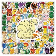 pokemon 100 szt. uroczych wodoodpornych naklejek z motywem Pokémon w opakowaniu zbiorczym - najwyższej jakości naklejki z PVC dla dzieci - idealny prezent na urodziny, świąteczne przyjęcie - urocze naklejki z motywem anime na laptopa, butelkę z wodą, dekoracje do albumu i dziennika