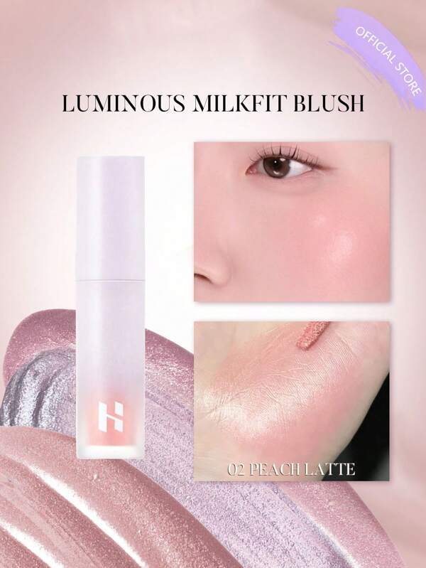 HOLIKA HOLIKA LUMINOUS MILKFIT BLUSH 02 PFIRSICH LATTE, Stimmungsaufheller für Feiertage, zarter milchiger Flush, leicht und verschmelzend, saftiger Pfirsichglanz, jugendlicher Blur-Effekt, berauschender Filter, Perlglanz, 12 Stunden Halt, schweißfest, für Anfänger geeignet, K-Beauty, koreanisches Make-up, 4ml/0,13 Fl.Oz