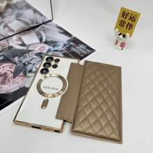 1pc Deluxe Diamond Leather Flip Cover Phone Case With Card Slots, Magnetic Shell Compatible With Samsung Galaxy S22 Ultra/S22+/S22, S23 Ultra/S23+/S23, S24 Ultra/S24+/S24, S25 Ultra/S25+/S25, A06, A16, A36, S23 FE, A55, A56; For IPhone 12 Pro Max/12 Pro/12, 13 Pro Max/13 Pro/13, 14 Pro Max/14 Pro/14, 15 Pro Max/15 Pro/15, 16 Pro Max/16 Pro/16, 16E; Includes Lens Film For Full Body Protection Waterproof Shockproof Anti-Fall Scratch Resistant