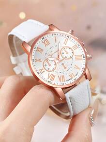 1/3/4/5 pièces Montres Élégantes pour Femmes en Quartz Romain - Cadran Rond à La Mode avec Bracelet, Idée de Cadeau Parfaite
