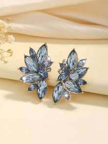1 Pair Boho Alloy Rhinestone Glass Inlaid Fashion Versatile High-End Luxury Exaggerated Earrings For Women - Medium Blue - View 2