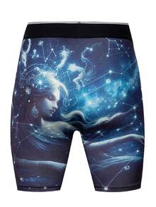 Men's Fashion Printed Boxer Briefs, Suitable For Summer - Navy Blue - View 2