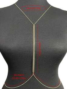 1 件优雅金色金属身体链项链，适合女士，复古风格锌合金，适合日常佩戴和派对，四季配饰，时尚金属光泽，狂野