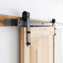 Complete Sliding Door Kit For Sliding Door System With 200 Cm Sliding Door Rail, Barn Door Handle - Black 2 - View 2