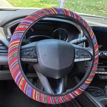 1 pieza Accesorios de protección para el volante del automóvil Estilo bohemio de lino sin anillo interior Funda elástica para el volante Funda elástica para el volante de múltiples colores Todo el año Universal