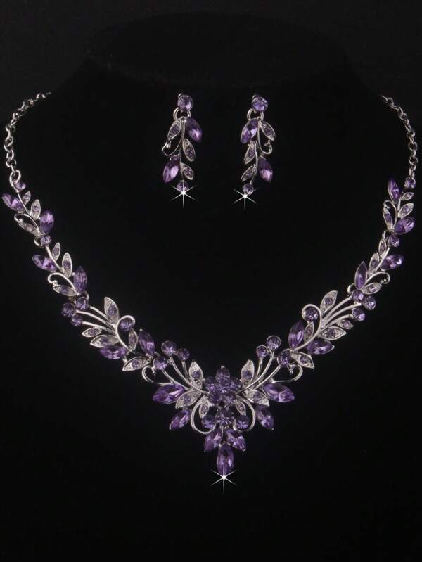 Women's Fashion Necklace Earring Set, Bride Jewelry Wedding Dress Accessories, Wedding/Engagement/Prom/Party Necklace